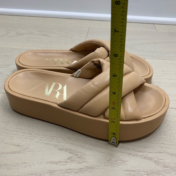 ZARA sheathed tab beige sandals slippers chunky platform quilted 39/9 - Picture 10 of 10